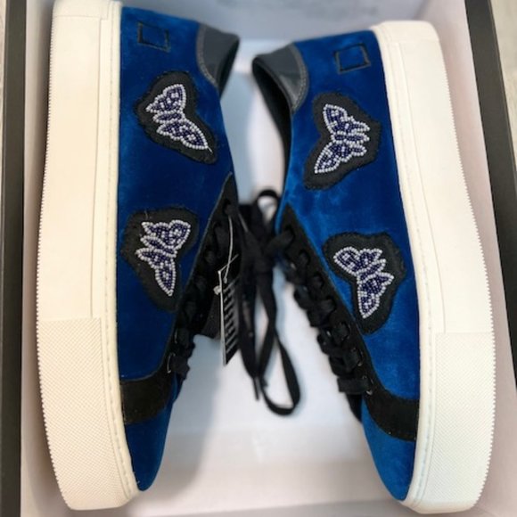 D.A.T.E. Velvet Butterfly Sneakers in Velvet Blue - Size 39 EU / 8.5 US - NWT - Picture 6 of 9